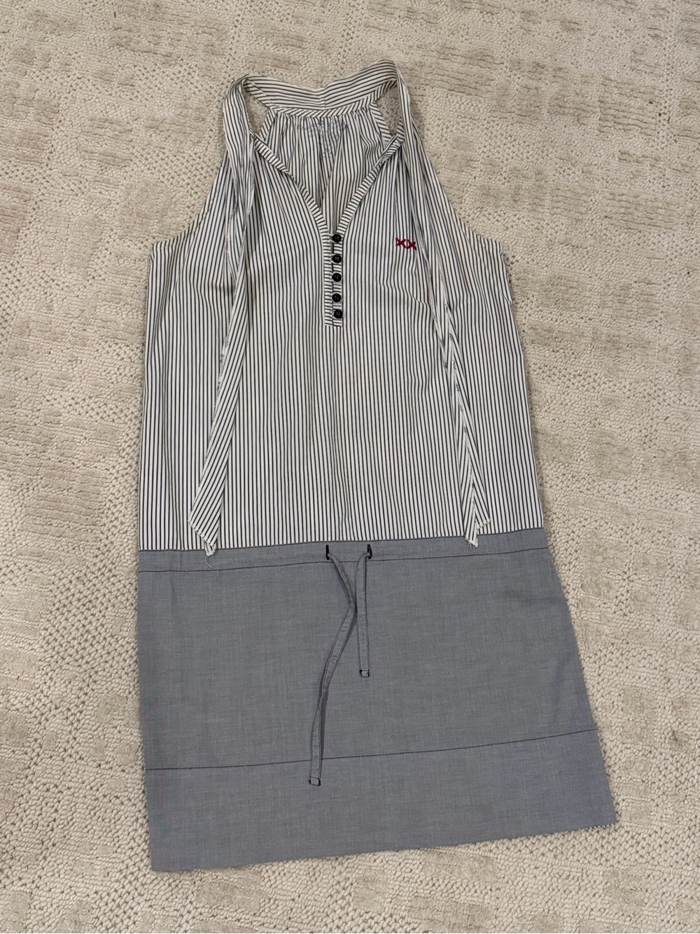 Project e Vintage Halter Dress in White and Gray medium